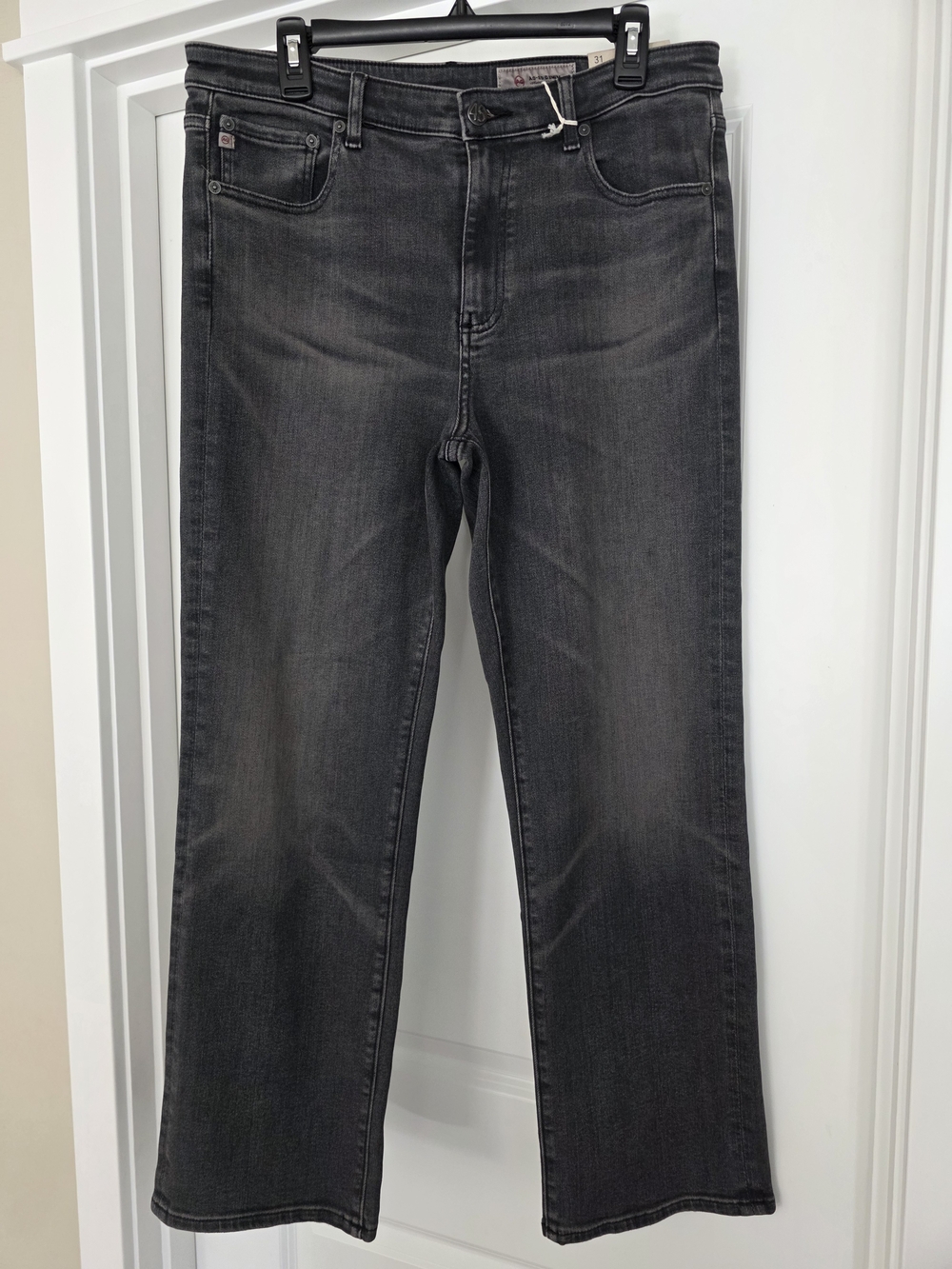 NWT AG Adriano Goldschmied Saige High Rise Straight Jeans Size 31 Gray